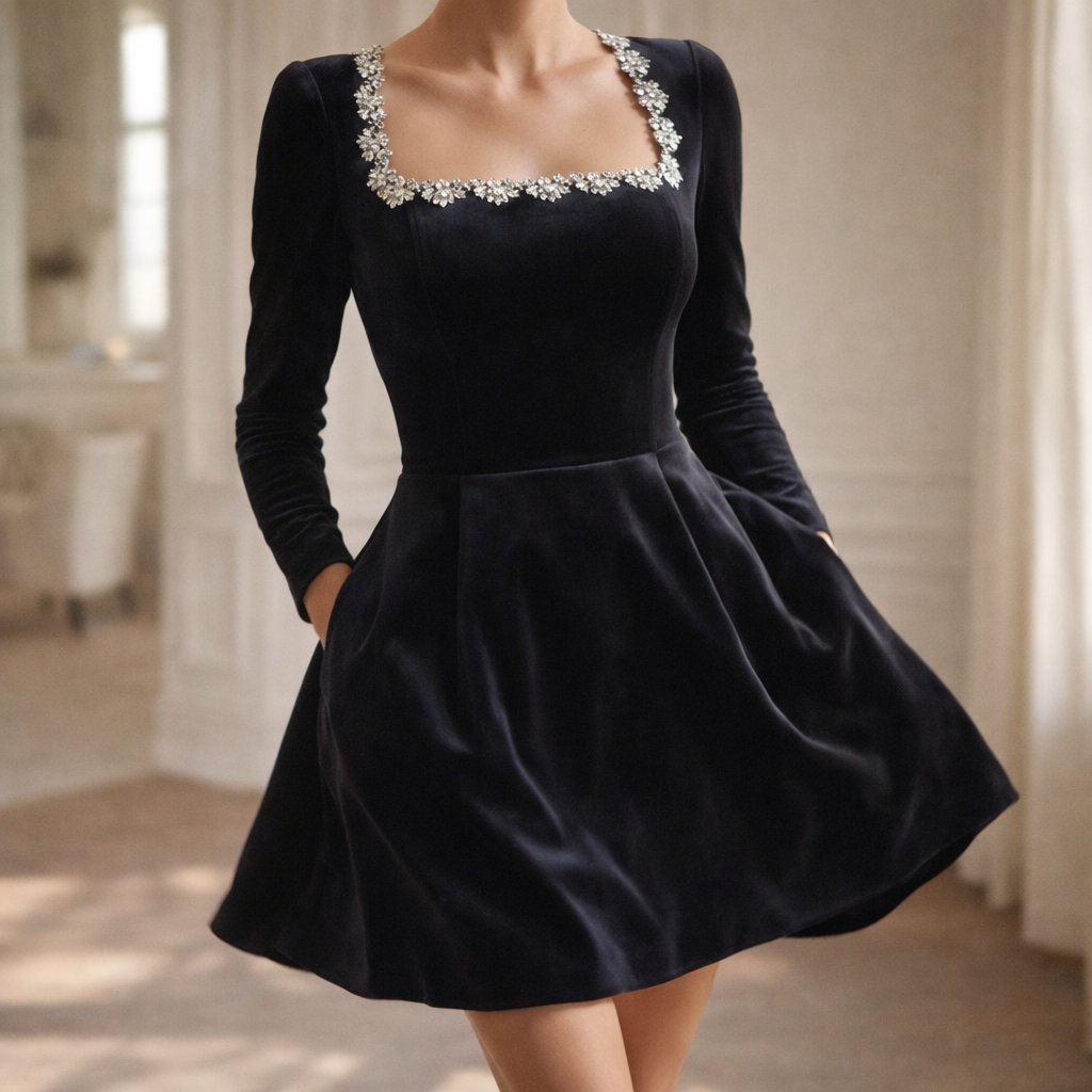 Rosélia Crystal Square Mini Dress
