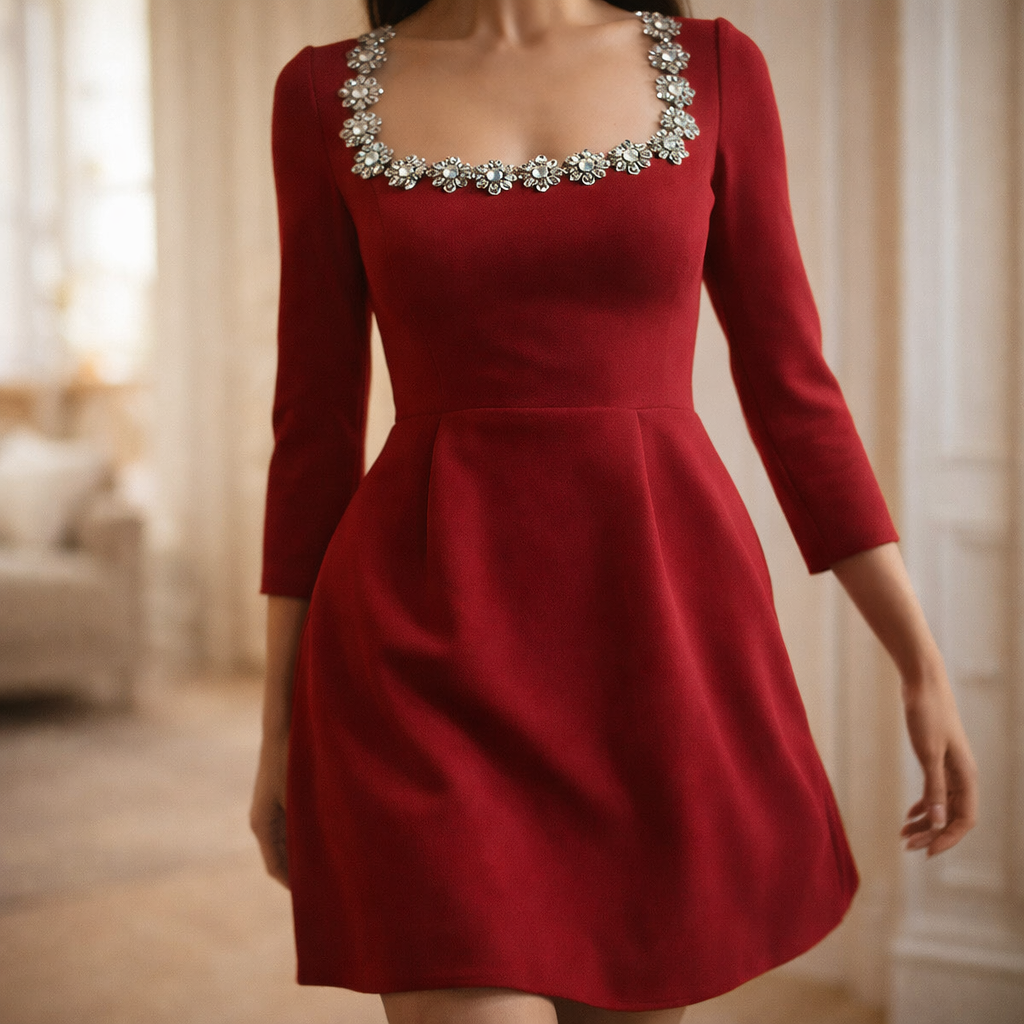 Rosélia Crystal Square Mini Dress