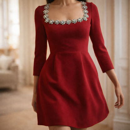 Rosélia Crystal Square Mini Dress
