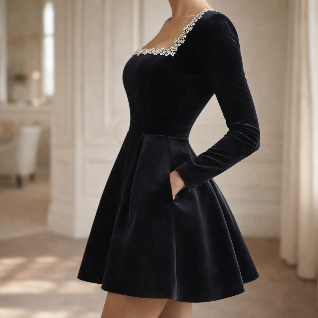 Rosélia Crystal Square Mini Dress