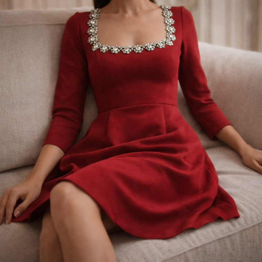 Rosélia Crystal Square Mini Dress