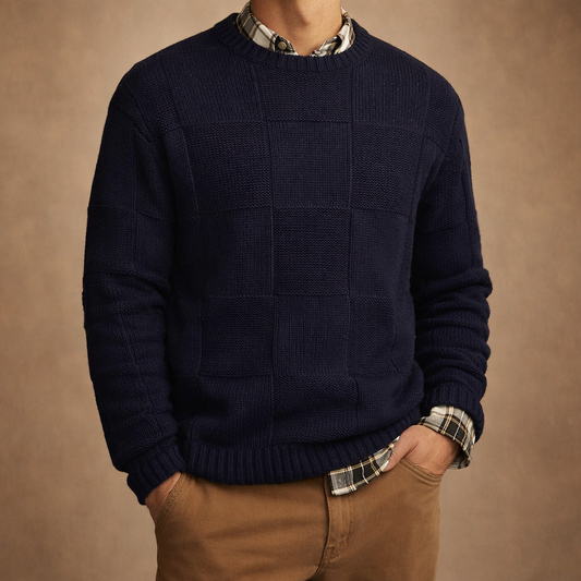 Valenzo Checker Knit Pullover