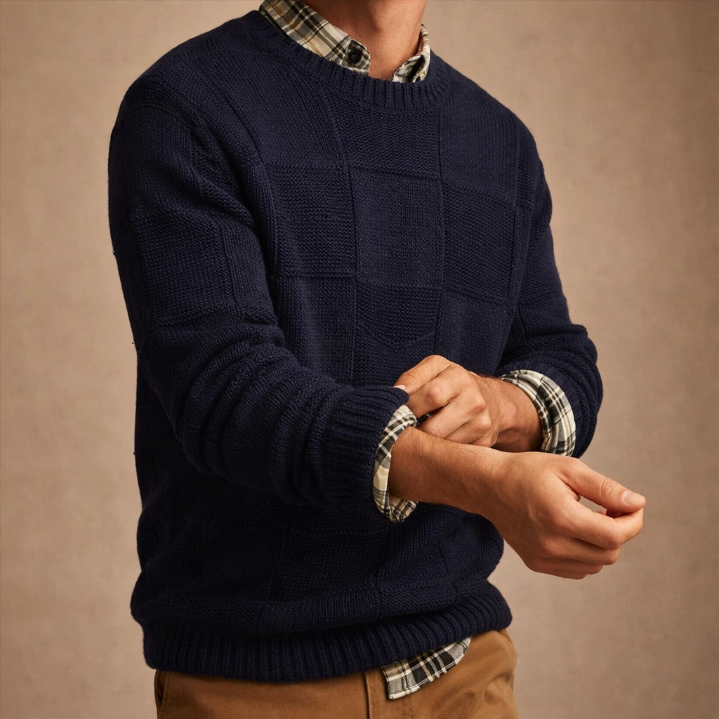 Valenzo Checker Knit Pullover