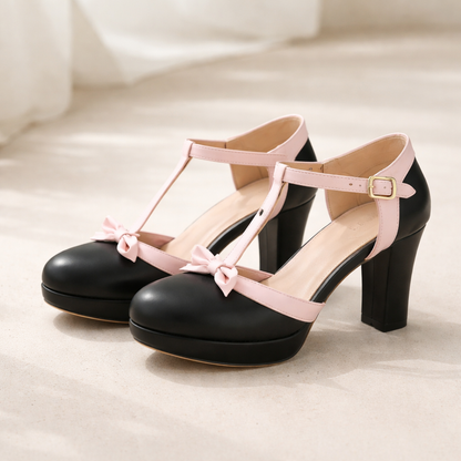 Amélia Bow T-Strap Heels