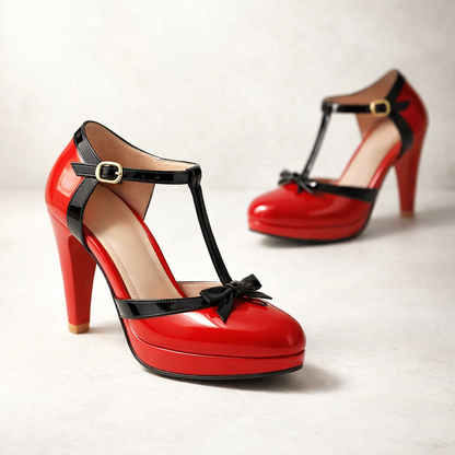 Amélia Bow T-Strap Heels