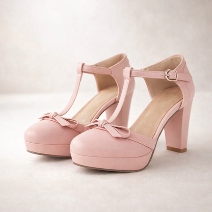 Amélia Bow T-Strap Heels