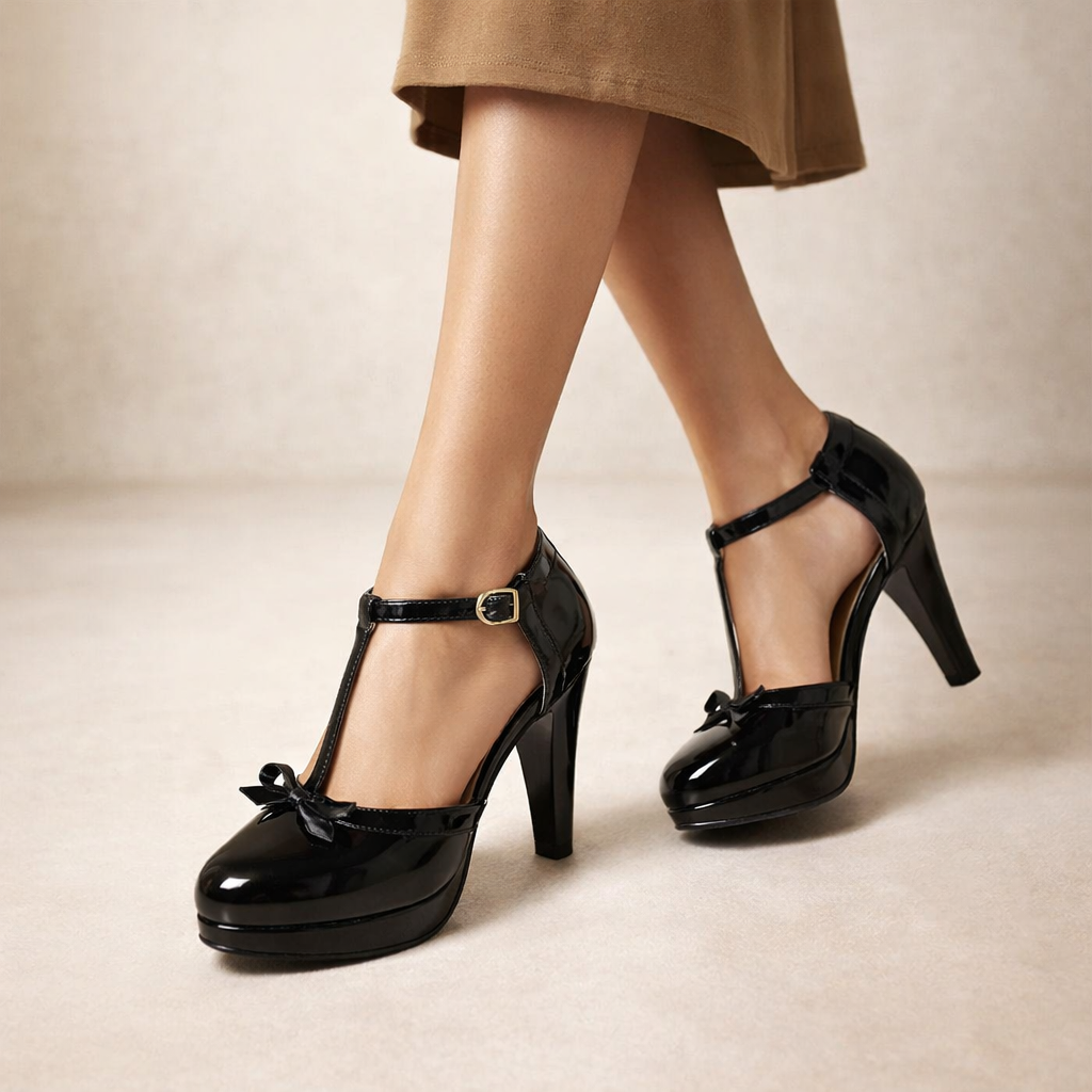 Amélia Bow T-Strap Heels