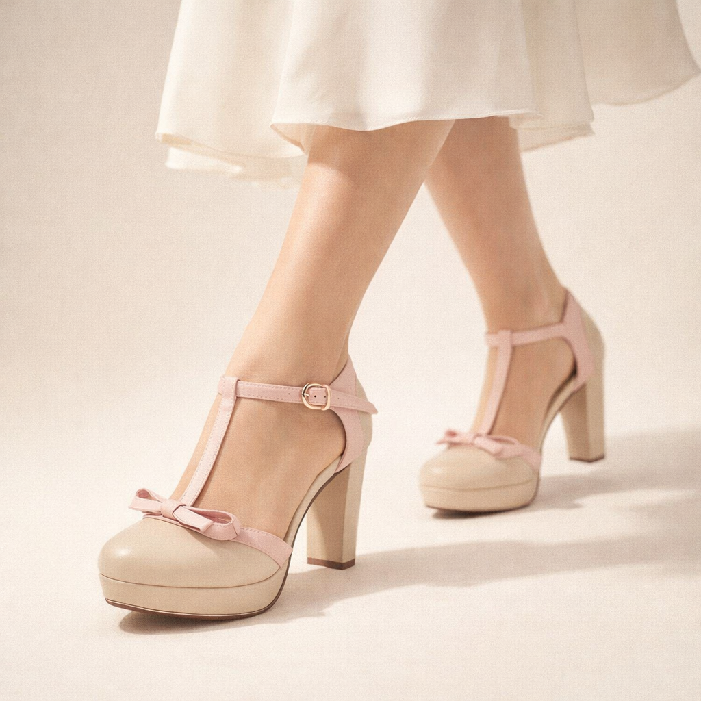 Amélia Bow T-Strap Heels