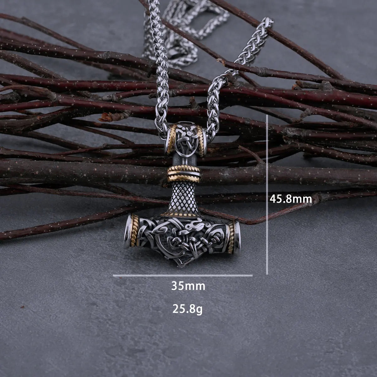 Viking Mjolnir Steel Necklace