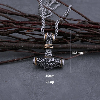 Viking Mjolnir Steel Necklace