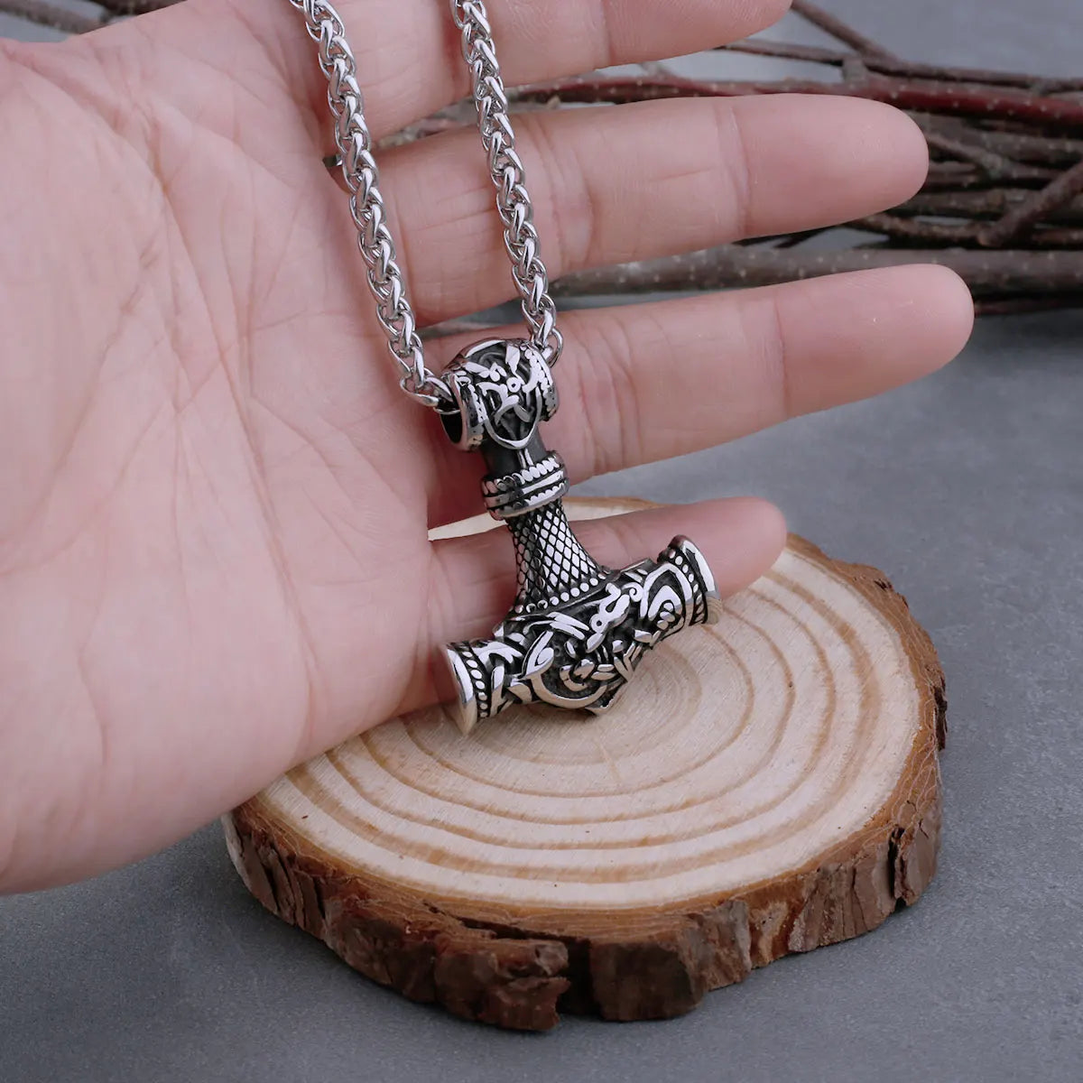 Viking Mjolnir Steel Necklace