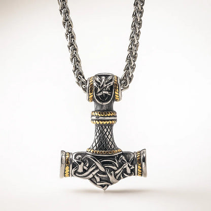 Viking Mjolnir Steel Necklace