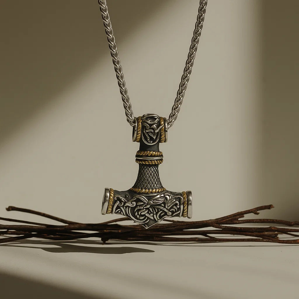 Viking Mjolnir Steel Necklace