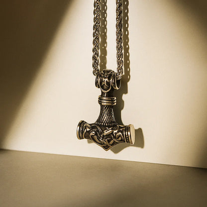Viking Mjolnir Steel Necklace
