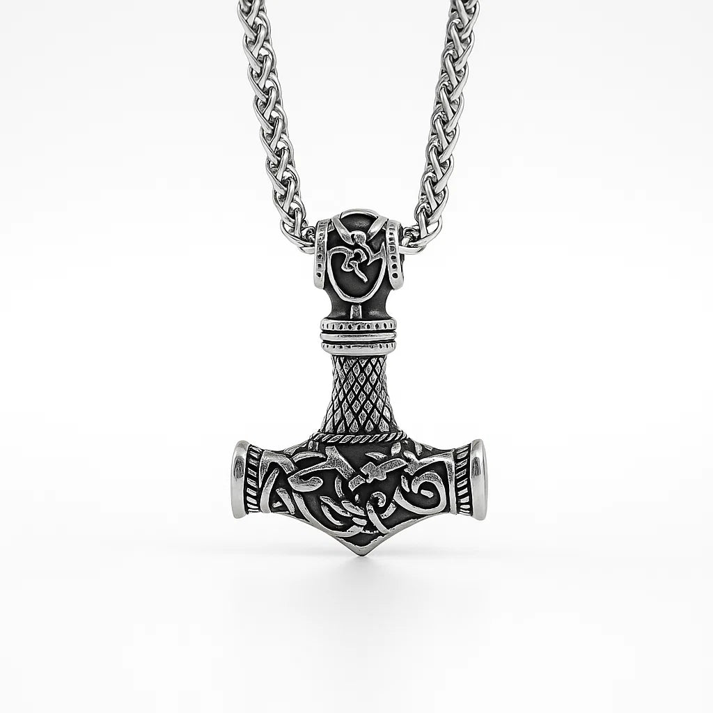 Viking Mjolnir Steel Necklace