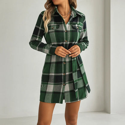 Marvella Plaid Shirt Dress